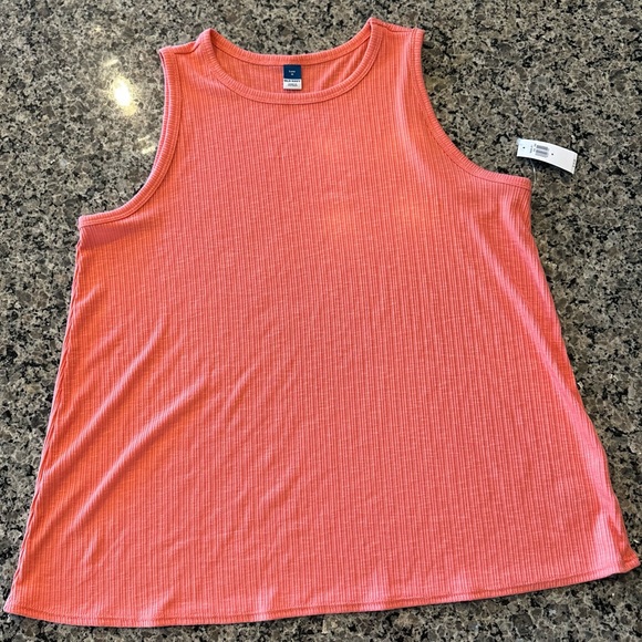 ✨NWT Old Navy LUXE High-Neck Rib-Knit SWING TANK SUGAR POPPY Women Size M - Picture 2 of 7